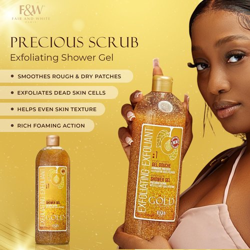 FAIR & WHITE Gold Precious Scrub Exfoliating Body Wash 31.8 fl. oz. / 940 ml
