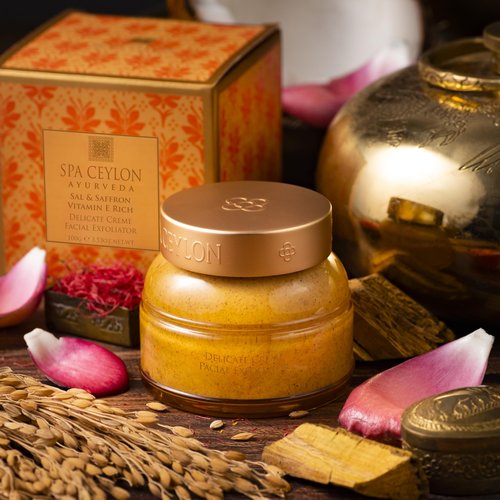 SPA CEYLON Sal and Saffron Vitamin E Enriched Delicate Cream Facial Exfoliator | Gentle Scrub | Hydrating Formula | Natural Glow | Clears Clogged Pores