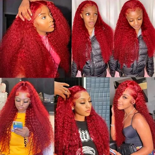 Red Curly Wave Human Hair Bundles 34 Inch Kinky Curly Single Bundle Light Red Color Human Hair Unprocessed Native Virgin Hair 100g Total Double Weft Crochet Human Hair Extensions for Women