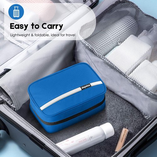 dopobo Travel Toiletry Bag for Women, Dopp Kit for Men, Waterproof Makeup Bag Shaving Bag with Hanging Hook, Portable Toiletry Organizer for Traveling and Camping (Blue)…