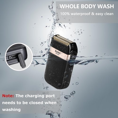 KEMEI Hair Trimmer and Foil Shaver for Men, Cordless Hair Clippers Beard Trimmer with T Blade, Waterproof Razor Shaver, Rechargeable Barber Clippers with LED Display, KM-264 Blue, KM-2024
