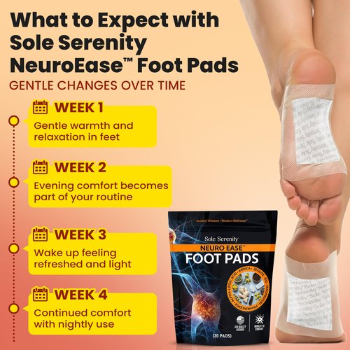 Sole Serenity NeuroEase Foot Pads for Occasional Discomfort in Hands and Feet - B12, Alpha Lipoic Acid, Magnesium, Frankincense and Zeolite for Back, Hand, Leg and Foot Comfort