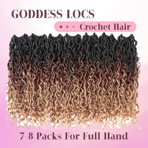 Aipin Goddess Locs Crochet Hair 18 Inch Boho River Locs Hippie Wavy Crochet With Curly Hair In Middle And Ends Braids Hair Extensions (7Packs,18 inch, 3T1B/30/27)