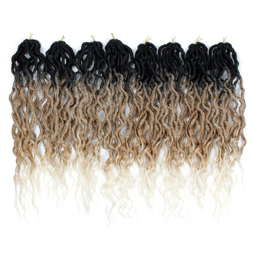 8Packs Faux Locs Crochet Hair 24Inch Soft Locs, Crochet Locs With Curly Ends Boho Faux Locs Blonde Crochet Braids (1B/27/613, 24(Pack of 8))