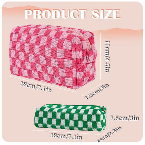 EYNDYN 8pcs Checkered Makeup Bag Cosmetic Bag for Women,4Pcs Large Capacity Y2k Makeup Bags and 4Pcs Pencil Case Makeup Brushes Storage Bag Travel Toiletry Bag Organizer