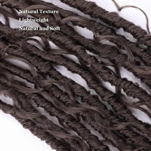 8 Packs Goddess Locs Crochet Hair Bohemian Braids 24 Inch Boho Crochet Faux Locs with Curly Crochet Hair for Black Women (4#, 24 Inch(Pack of 8))