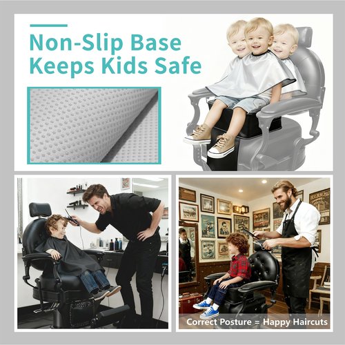 Salon Booster Seat for Kids Thick Cushioned Haircut Stool, Portable & Waterproof – Fits Barber Chairs, Salon Non-Slip, Easy-Clean, Soft Leather,Perfect for Stylists & Parents(Black)