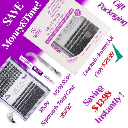DIY Lash Extension Kit at Home, 150pcs Eyelash Extension Kit Individual Lashes Kit Lash Clusters D Curl Wispy Lash Kit Eyelash Kit Lash Clusters Kit with lash bond and seal and lash Tweezers Natural