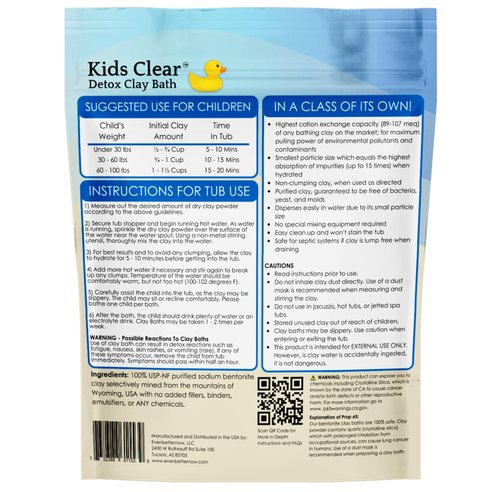 Kids Clear Detox Clay Bath, 100% Pure Sodium Bentonite - Cleansing and Purifying, by -Evenbetternow LLC – 2.5 lb (40 oz) Standard Size