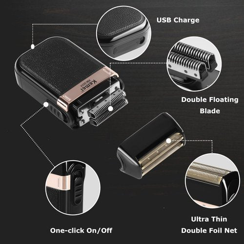 KEMEI Hair Trimmer and Foil Shaver for Men, Cordless Hair Clippers Beard Trimmer with T Blade, Waterproof Razor Shaver, Rechargeable Barber Clippers with LED Display, KM-264 Blue, KM-2024