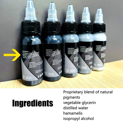 Mummy USA Custom Tattoo Ink Color Gray Set Evenly Long Lasting Vibrant and Bright, No Irritation Set 1 oz Bottles