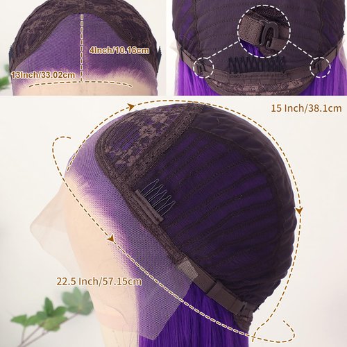 Lezaxiu Purple Synthetic Hair Wigs Long Straight Hair Natural Dark Purple Color Wig Heat Resistant Fiber Hair Wigs for Fashion Women