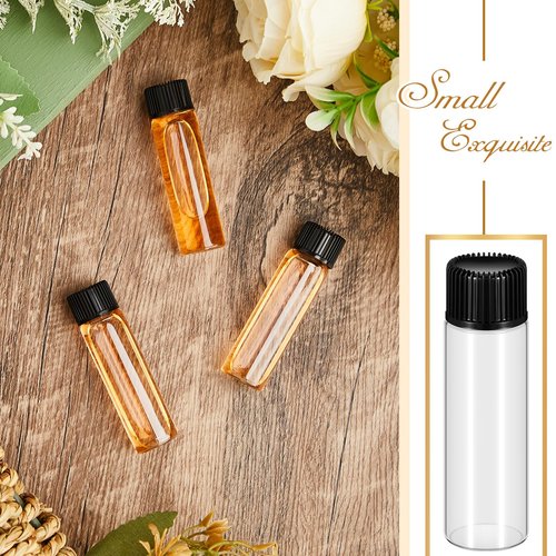 Lallisa 80 Pcs 7 ml Small Glass Vials with Screw Caps Anointing Oil Bottles with Plastic Stopper Mini Sample Clear Leakproof Glass Bottles for Liquids Aromatherapy Fragrance Lightweight Perfume Travel