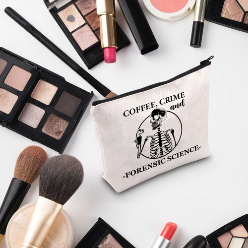 G2TUP Forensic Scientist Gift Coffee Crime And Forensic Science Makeup Bag Forensic Science Investigator Cosmetic Bag Criminologist Gift Travel Bag (And Forensic Science White Bag)