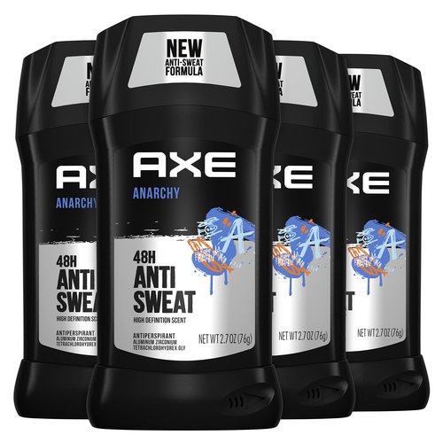 AXE Antiperspirant Stick For Men 48 Hour Sweat and Odor Protection For Long Lasting Freshness, Anarchy Dark Pomegranate And Sandalwood Men's Deodorant 2.7oz 4 Count