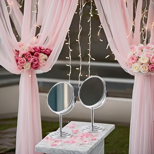 Schliersee Makeup Mirror with Magnification Set of 2, Double Sided Swivel Mirror for 1X/2X Magnification Standing Table Vanity Mirror for Dressing, Bathroom, Bedroom, 7 Inch