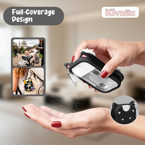 Kivzex Cat Silicone Case for Touchland Hand Sanitizer Spray with Keychain, Compatible with Power Mist & Glow Mist 1 FL Oz/30ML for Touchland Case, with Charms Accessory Cute Travel Cover Sleeve Black