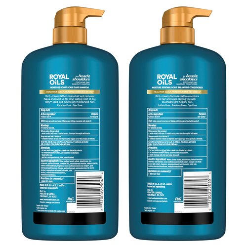 Head & Shoulders Royal Oils Anti-Dandruff Shampoo and Conditioner Twin Pack, 1% Pyrithione Zinc, Curly Hair, Coily Hair, Scalp Relief, Moisture Renewal, 31.4 fl oz Each
