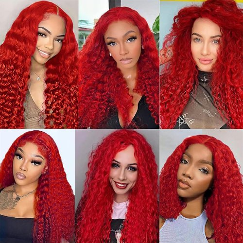 Red Deep Wave Human Hair Bundles 32 Inch Deep Single Bundle Light Red Color Human Hair Unprocessed Native Virgin Hair 100g Total Double Weft Crochet Human Hair Extensions for Women
