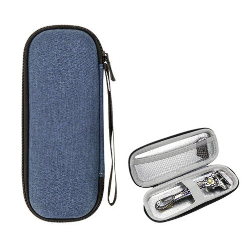 Linkidea Generic EVA Hard Shell Safety Razor Travel Case, Shaving Accessories Blade Head Storage, Men's Portable Travel Shaver Bag Compatible with Gillette Fusion 5 Power, Mach 3 (Blue)