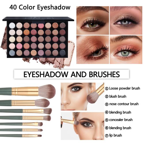 Full Makeup Kit for Girls - Eyeshadow Palette, Lip Gloss & Lipstick, Makeup Brushes, Foundation, Concealer, Mascara, Powder, Makeup Bag