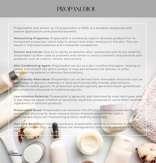 Talsen Chemicals Propanediol PDO Liquid 1,3 (500 mL / 16.9 Ounce) Propanediol 1,3 Cosmetic and USP Grade