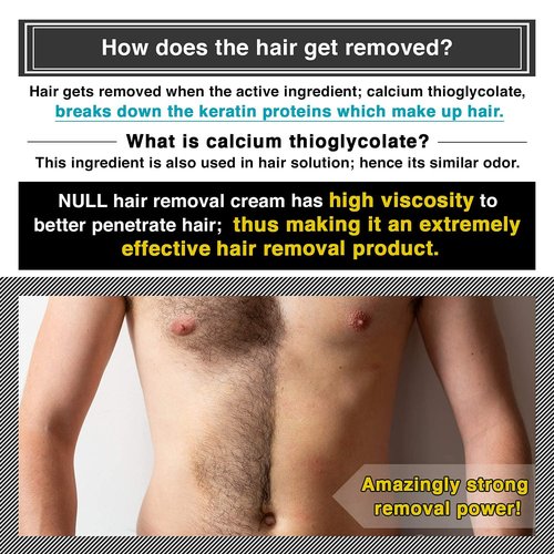 [Japanese Quality] NULL Hair Removal Cream for Men. Large 8.81 oz. Works great approx. 5 mins on pubic hair, body, arms, legs, and male chests, Painless, Aloe Vera, Depilatory cream for men