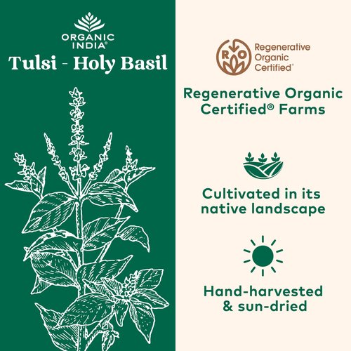 ORGANIC INDIA Tulsi Herbal Supplement - Holy Basil, Immune Support, Adaptogen, Supports Healthy Stress Response, Vegan, Gluten-Free, Kosher, USDA Certified Organic, Non-GMO - 180 Capsules