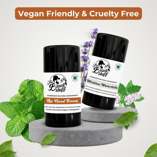 The Black Stuff Natural Deodorant with Kaolin Clay & Clove Aluminum Free Deodorant for Men for Long-Lasting Freshness, The Good Room & Wicklow Waterfall Mens Deodorant (Pack of 2)