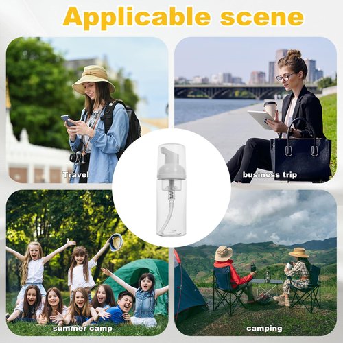 BienBion 2oz Travel-Sized Foaming Pump Bottles, 4PCS Empty Foam Pump Bottle, Refillable Travel Size Mousse Bottle, Hand Soap Shampoo Lash Shampoo Foaming Soap Dispenser, BPA Free(Clear)
