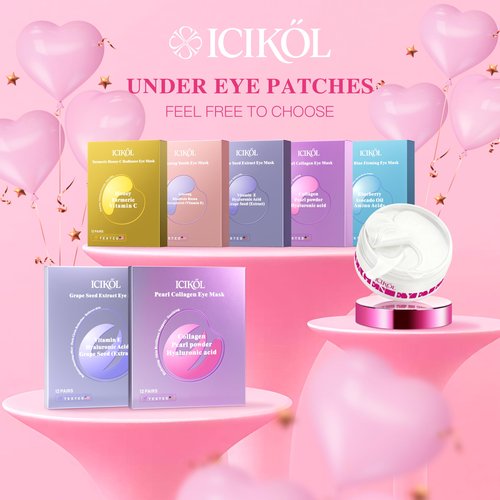 ICIKOL Collagen Under Eye Patches for Puffy Eyes and Dark Circles, Under Eye Mask for Radiance Boost with Blueberry, Hydrating Undereye Mask Patches for Treatment with Women Beauty (Purple, 24 Pairs)