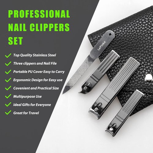 LePinko Salon-Quality Cuticle Trimmer with Cuticle Remover and Nail Clipper Set