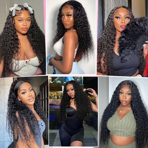 Water Wave Human Hair Bundles 18 Inch 12A Deep Curly Bundles Human Hair 100% Unprocessed Wet and Wavy Bundles Human Hair Extensions Natural Black