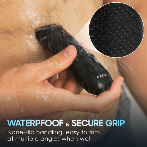 COCOSY Body Hair Trimmer for Men - Ball Trimmer, Ceramic Blade, Waterproof Electric Groin Hair Trimmer with Standing Recharge Dock & Travel Pouch, Male Hygiene Razor