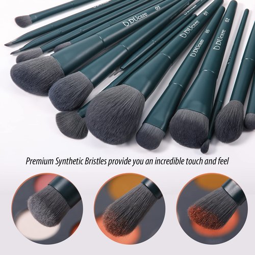 DUcare Makeup Brushes Set 17 Pcs with Brush Cleaning Mat and Makeup Sponge +Oil Blotting Sheets for Face