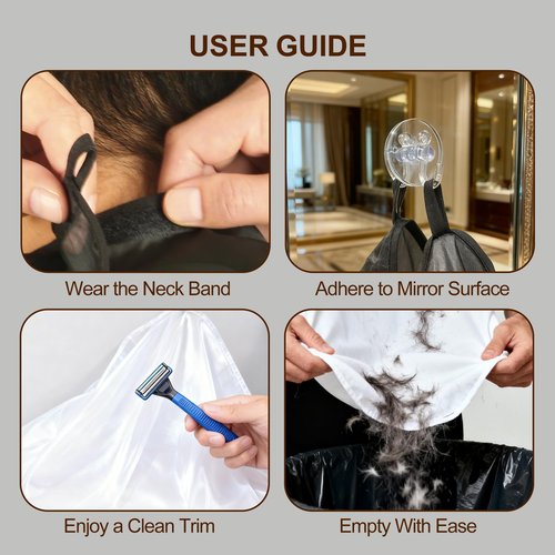 2 Pack Beard Bib Apron for Men – Hair Catcher for Shaving & Trimming, Easy Clean Beard Cape with Suction Cups, Practical Grooming Gift for Husband, Dad, or Boyfriend (Black and White)
