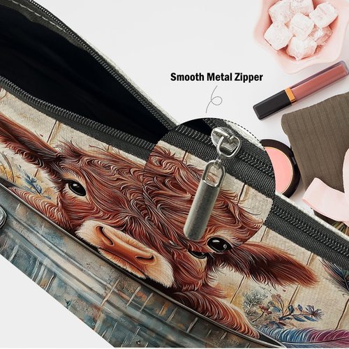 XFN 4 PCs Cow Gifts Cow Print Stuff Makeup Bag, Farm Animals Cosmetic Bag Western Stuff Travel Pouch, Turtle Gifts for Women Farm Girls Daughter Sisters Friends Friendship Graduation Birthday Gift