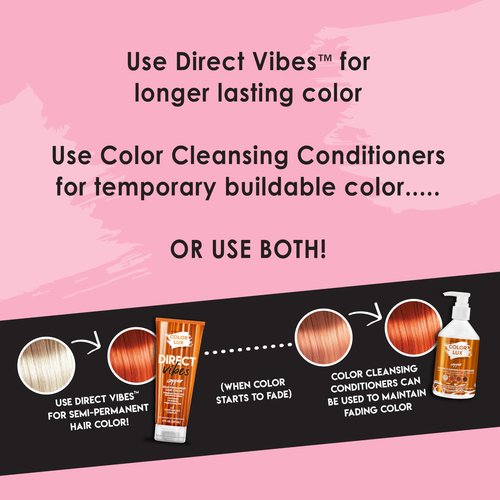 Color Lux Direct Vibes Semi-Permanent Hair Color, Copper, Vibrant & Long-Lasting Shade, Ammonia-Free, Vegan, Sulfate-Free, Paraben-Free, 8 fl oz (Pack of 2)