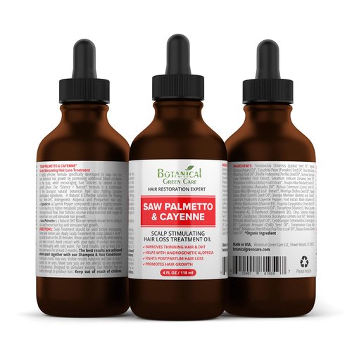 Saw Palmetto & Cayenne Hair Serum, Hair Growth Oil. Made in USA
