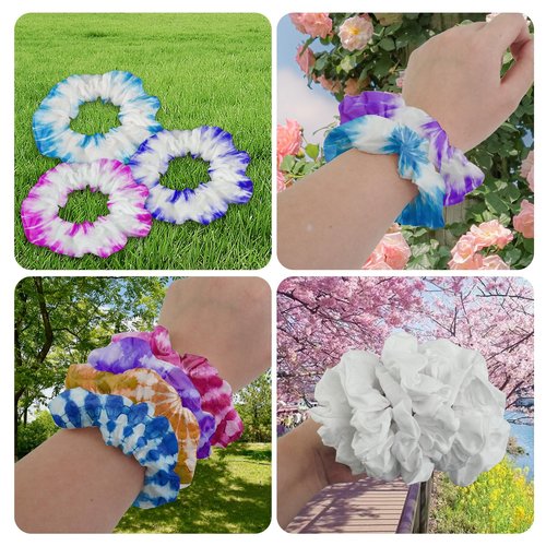 UCEHIPAW 80 Pcs White Cotton Scrunchies Non Slip Stretchy Elastic Head Wrap Holder Hair Ties Accessories 35 Scrunchies 20 Bow Hair Ties 25 Headband for Women DIY Tie Dye Party Supplies