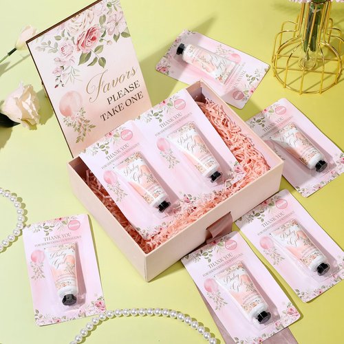 Dansib 30 Pack It's a Girl Baby Shower Hand Cream Baby Shower Favors Games Prizes Party Favors with 1 Wooden Stand for Guests for Gender Reveal Souvenirs, Gift Bags Stuffers
