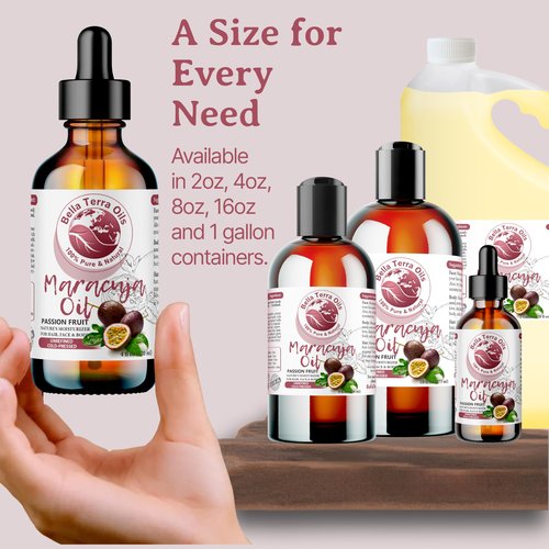Bella Terra Oils - Maracuja (Passion Fruit) Oil 8 oz - A Symphony of B-Vitamins & Antioxidants, Immerse in The Luxury of Silky, Soft Skin