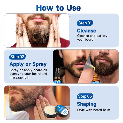 Beard Growth Oil & Beard Balm - Beard Growth Kit with 2X Concentration Biotin for Men, Natural Ingredients with Argan Oil, Jojoba Oil and Vitamin (Sandalwood)