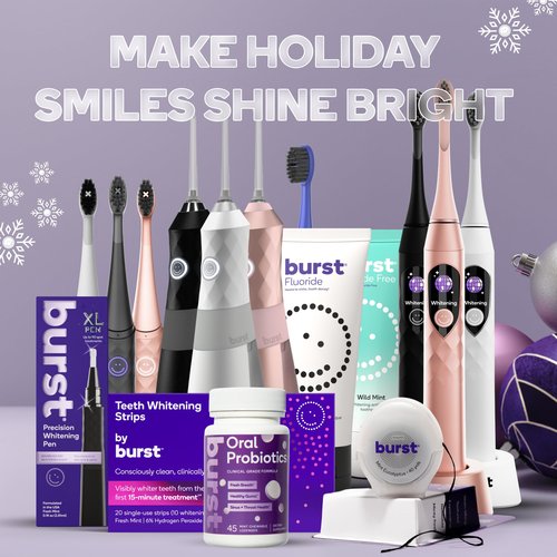 Burst Nova Toothbrush (2 Pack/Pink & Blue) | Sonic Powered Teeth Whitening | Super-Soft Bristles | 18000 VPM | 2 Minute Timer | Aluminum Handle | Replaceable Brush Head | Compact Size | AAA Battery