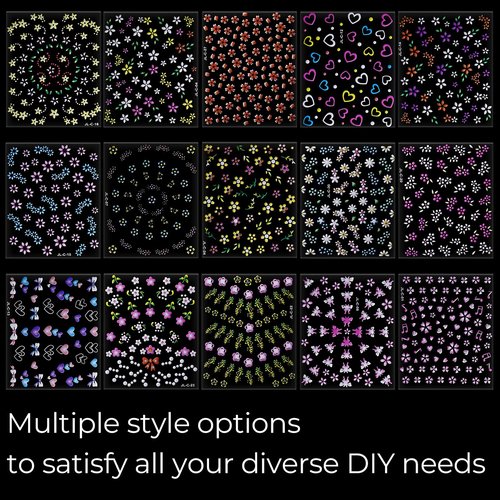 60 Sheets Floral Nail Stickers Dopamine Bloom 3D Self Adhesive Nail Art Decals for Women Girls, Cute Daisy Heart Flower Designs, Nail Art Supplies Manicure Salon DIY Decoration Accessories