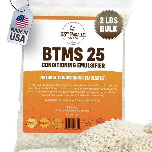 33RD PARALLEL | BTMS 25 (2 lbs / 32 oz) Bulk Conditioning Emulsifier | Behentrimonium Methosulfate Cetearyl Alcohol Emulsifying Conditioner | (2 POUNDS)