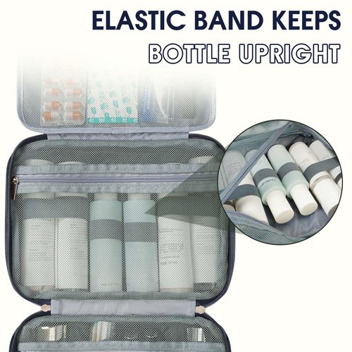 WANDF Travel Toiletry Bag for Men & Women, Dopp Kit Shaving Bag with 4 Compartments Travel Organizer Bathroom Bag(Navy Blue)