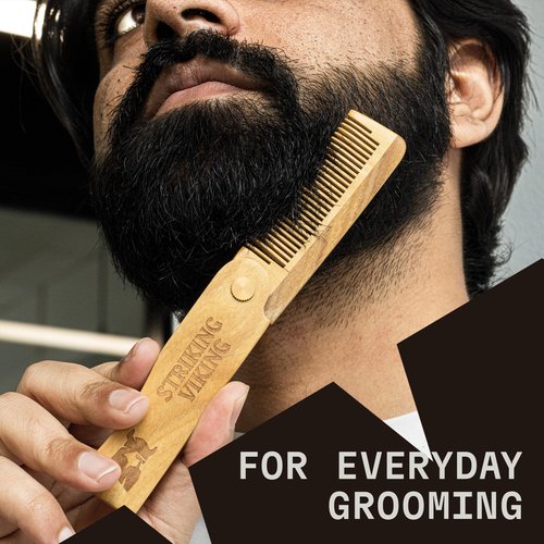 Striking Viking Pack of 2 Mustache Wax (Vanilla Scent) & Beard Folding Comb for Men