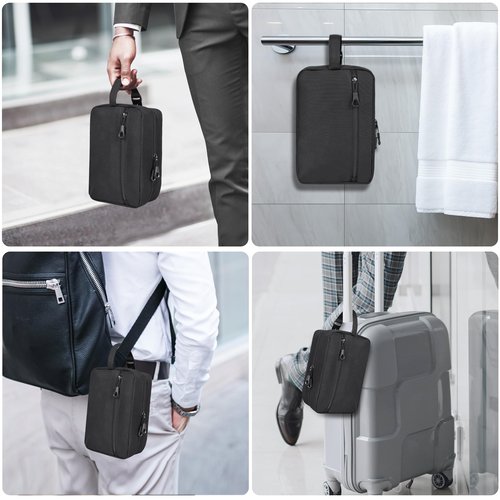 HILOMON Toiletry Bag for Men, YKK Zippers Hanging Bathroom Shower Hygiene Bag with Metal XXL Swivel Hook, Big Comparment, Waterproof for Travel Accessories