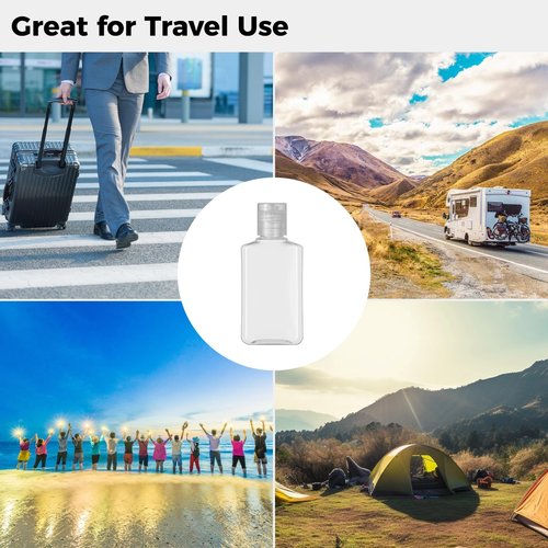 60 Pieces 2 oz Plastic Bottles Clear Travel Bottles with Flip Cap Portable Empty Hand Sanitizer Bottles, Refillable Containers for Travel Business Trip for Shower Gel, Face Creams, Body Lotions